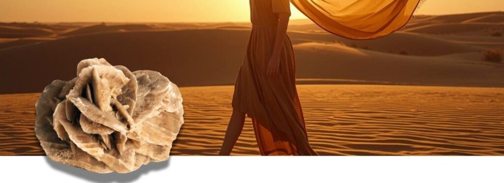 Wüstenrose im Sand symbolisch für Liebe und Hoffnung