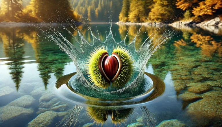 Kastanie fällt ins Wasser